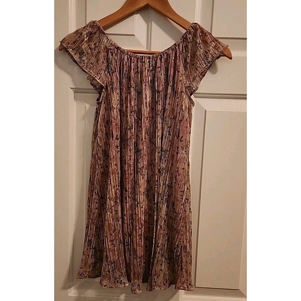 Babydoll Mini 8 Shimmering Pastel Pink Floral Top Lined Fairy Cottage Core Wimsi - Picture 2 of 7